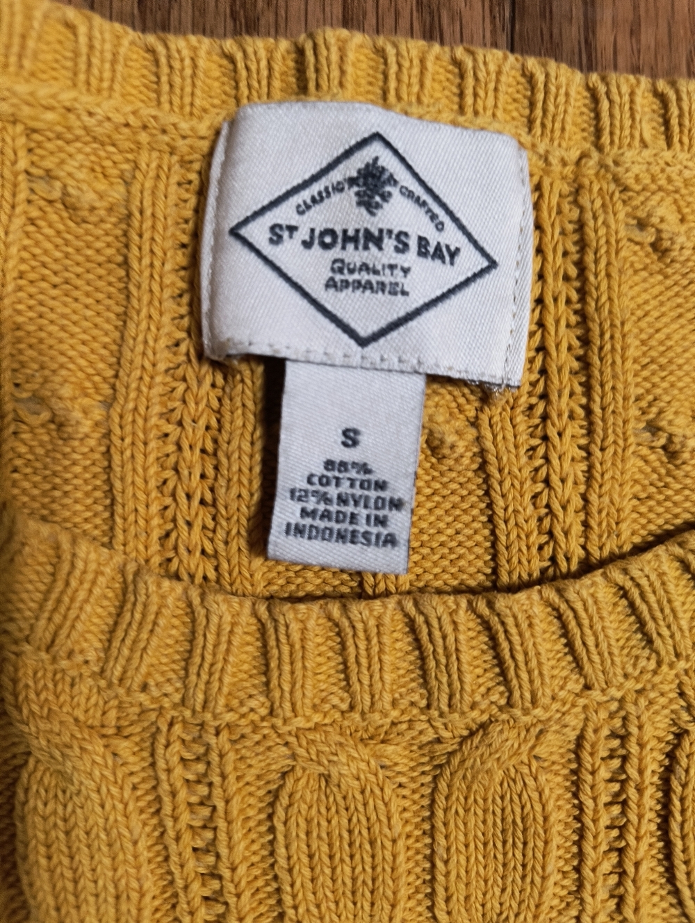 3/$10⭐ St. John's Bay Cable Knit Sweater, Yellow, Women's Small - Picture 4 of 13